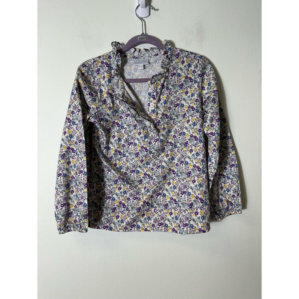 Little English Girls Floral Long Sleeve Top in Purple, Yellow, Green, White